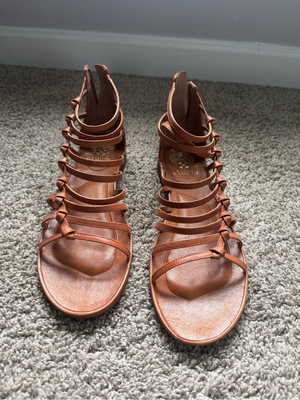 Vince Camuto Cognac Strappy Gladiator Sandals